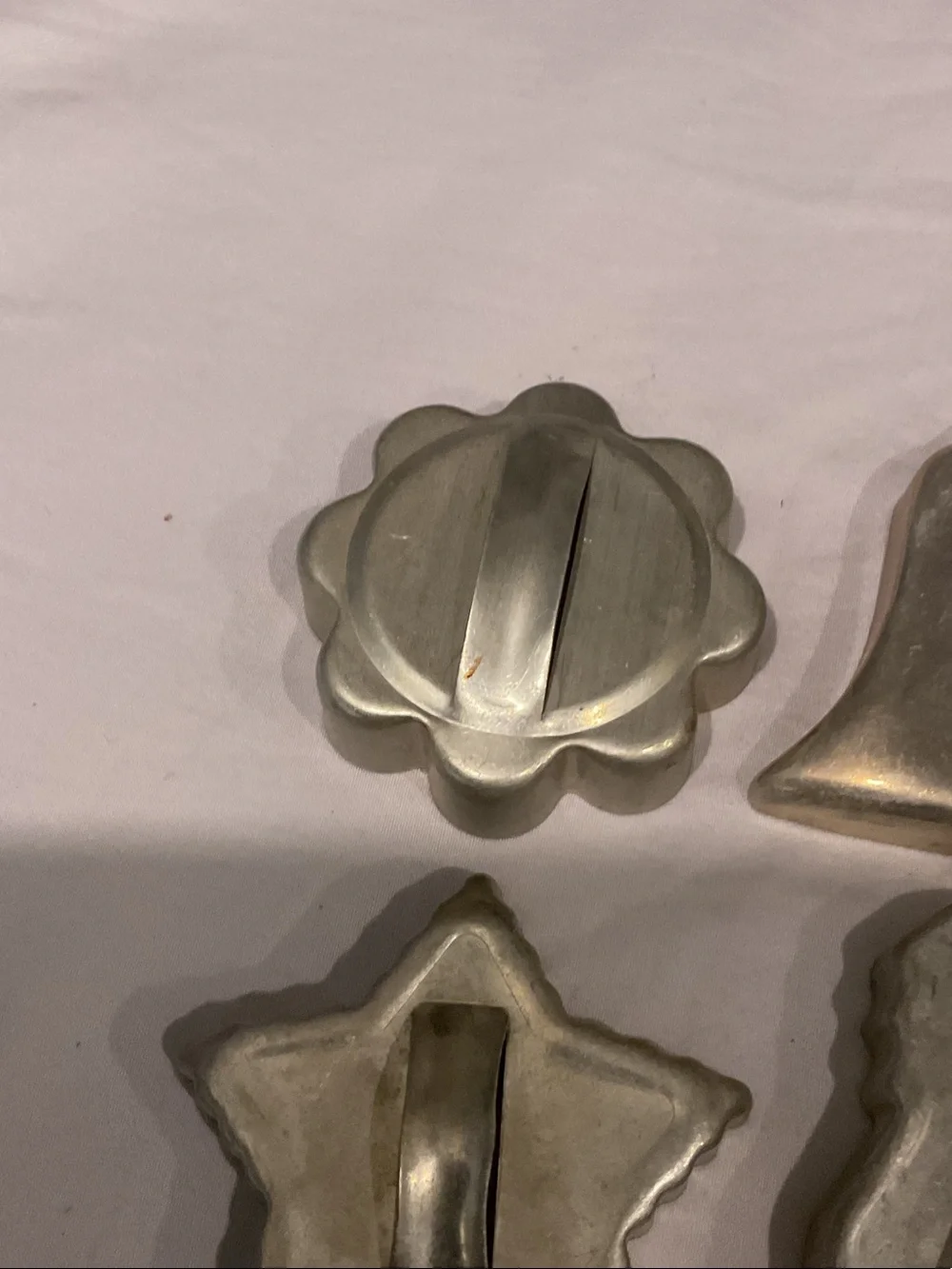 Vintage Aluminum Cookie Molds - Flower, Bell, Star & Angel Set